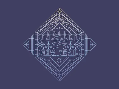 New Trail Brewing illustration linear new trail outdoors