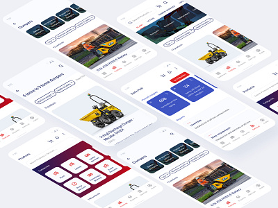 Construction equipment rental mobile app app basket cards cart catalog categories chips equipment material maui mobile products ui
