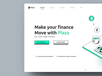 Plaza - A financial management system branding design finance graphic design landing landing page page ui