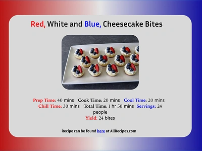 July 4th Recipe Card ui web design