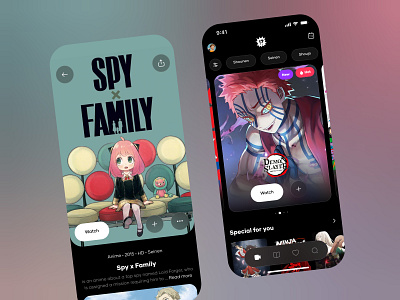 Mobile app for watching anime anime app catalogue cinema design ios minimal movie ui ux