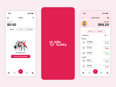 Billsbuddy UI/UX Design billsbuddy mobile app splitwise ui ux