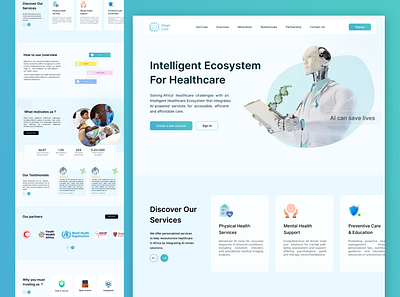 Intelligent Healthcare website landing page ai artificial intelligence beautiful chatbot design doctor healthcare landing landing page machine learning medical medical website mental ml patient telemedicine ui website