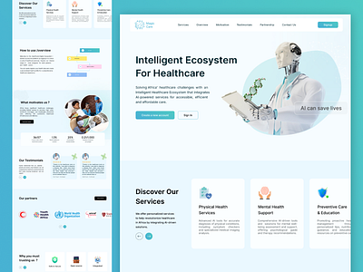 Intelligent Healthcare website landing page ai artificial intelligence beautiful chatbot design doctor healthcare landing landing page machine learning medical medical website mental ml patient telemedicine ui website