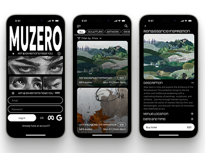 Muzero: art and exhibitions near you ui