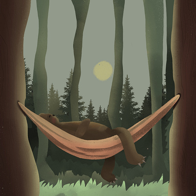 Bear Relaxing in the Woods cartoon design digital illustration graphic design illustration procreate