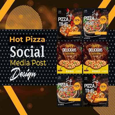 Hot Pizza Shop Social Media Post Design branding food graphic design pizza pizzatime socialmediapost posterdesign