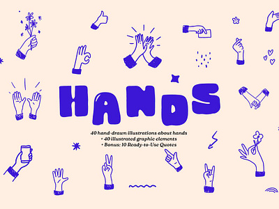 Hands Vector Illustration Set branding branding illustration coffee illustration fingers crossed graphic design hand drawn hand drawn flowers hand symbols hands illustration icon set organic