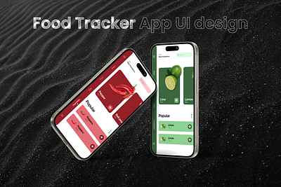 Food Tracker App - UI Design app app design application application design design diet figma food food tracker green mobile app mobile application red ui ui design ui ux user interface ux