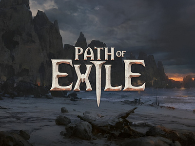 My take on the Path of Exile logo bevel chiseled chizeled clean logo edge fantasy fantasy game fantasy logo fantasy movie game logo material metal old style path of exile role playing game rpg stone typography vector logo wordmark