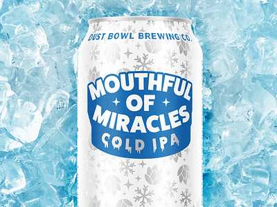 Mouthful of Miracles beer branding can design cold craft beer ice pattern snow