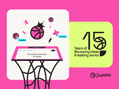 Celebrating Dribbble at 15 3d animation artwork dribbble dribbble at 15 graphic design logo motion graphics