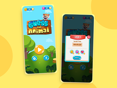 Game User Interface - Guess The Animal animal animation app branding crypto design game game app game button game design illustration level 1 level complete logo motion graphics play splash screen ui user interface ux