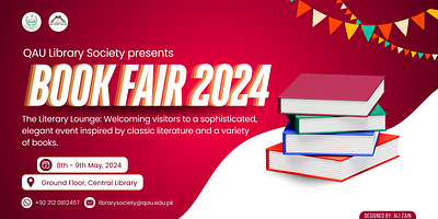 BOOK FAIR 2024 banner design for QAU (DRSM) library banner bookfair flyer flyers graphic design