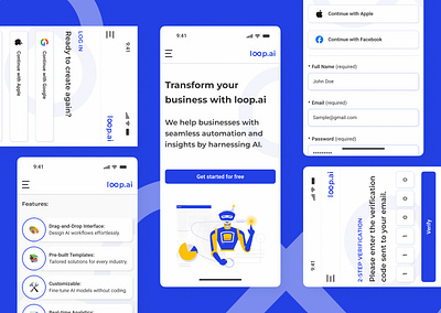 Seamless Onboarding & Security for Loop.ai: Lean UX Case Study ai branding design process design reseatch figma landing page lean ux log in logo sign up ui ui design uiux uiux design ux ux design wireframes