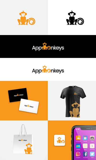 The App Monkey Logo Design brand toolkit branding design graphic design logo logo design monkey logo design simple logo