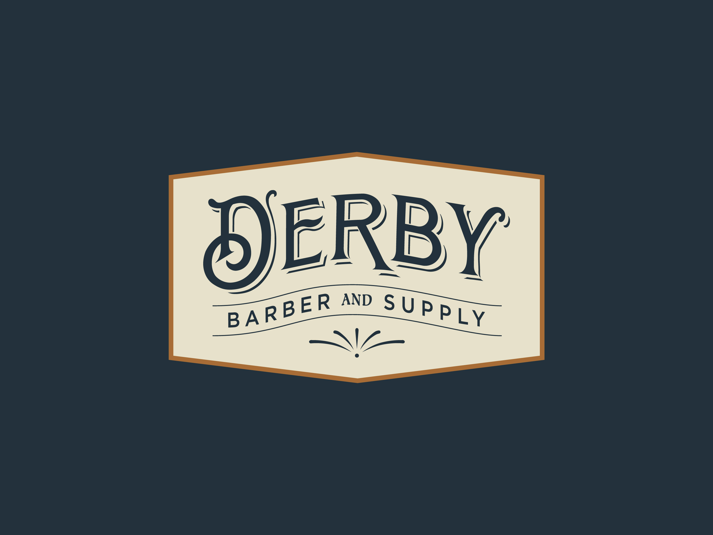 Derby Barber and Supply Logo 1920s barbershop branding identity logo typography