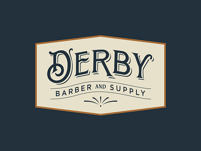 Derby Barber and Supply Logo 1920s barbershop branding identity logo typography