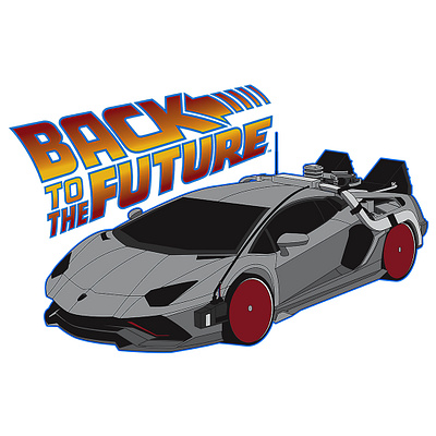 Back To The Future Lamborghini Time Machine graphic design