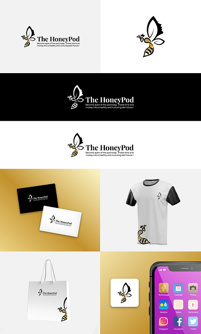 The HoneyPod Logo Design bee bee logo bee logo design brand design brand toolkit branding illustator logo logo design