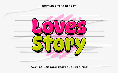 love story 3d editable vector text effect headline