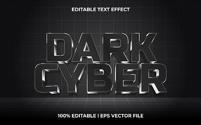 Dark cyber 3d editable vector text effect futuristic
