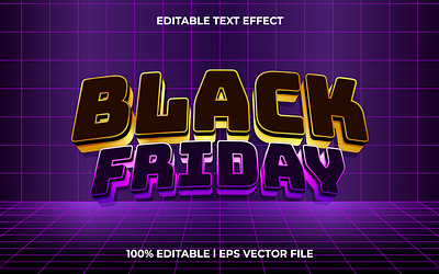 Black Friday logo style editable vector text effect glowing