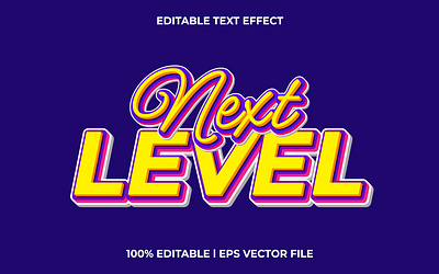 Next Level editable font. typography template text effect gamer