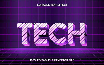 Tech 3d editable vector text effect. Modern concept text effect font