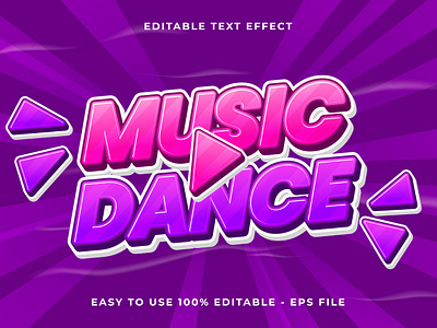 Editable text effect Music dance 3d Cartoon template galaxy