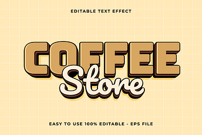 coffee store 3d editable vector text effect customizable