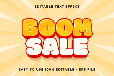 Boom sale Editable text effect 3d Trendy Cartoon template flyer