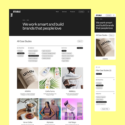 The Stable Work & Filters agency branding business case studies commerce creative design development filters graphic design portfolio projects shop ui ux work