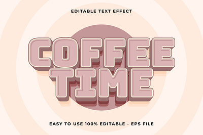 Coffee time Editable text effect 3d Trendy Cartoon template design