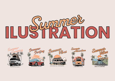 Summer Illustration apparel design graphic design hand drawn illustration logo sticker vintage illustration