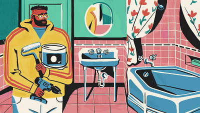 It’s a 10, But: the bathroom is from the 1950's bold illustration