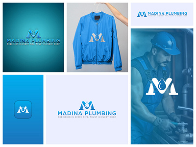Madina Plumbing Company Logo brand logo branding business logo company logo creative logo logo logo design plumbing plumbing company logo plumbing logo professional logo water logo