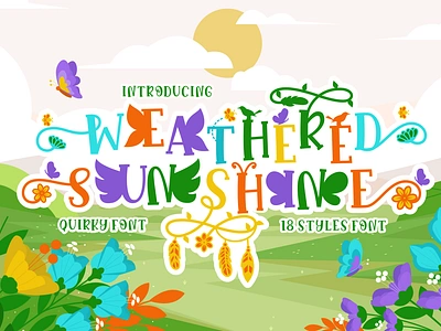 Weathered Sunshine – Quirky Nature Font aesthetic alphabet branding business crafter design display graphic design greeting card headline illustration invitation magazine nature packaging playful poster product design quirky typography