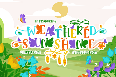 Weathered Sunshine – Quirky Nature Font aesthetic alphabet branding business crafter design display graphic design greeting card headline illustration invitation magazine nature packaging playful poster product design quirky typography