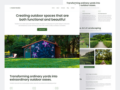 Garden Paradise Landing Page beautiful garden green landing page nature outdoor spaces user experience user interface web design website