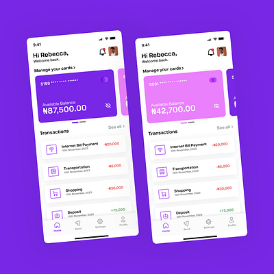 Fintech Mobile Home Screen product design ui ui design