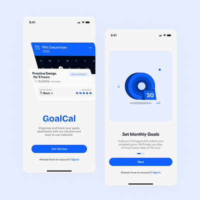 Goal Tracking Onboarding Screens illustration product design ui ui design