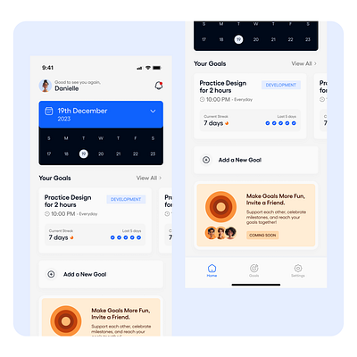 Goal Tracking Mobile Screens illustration product design ui ui design