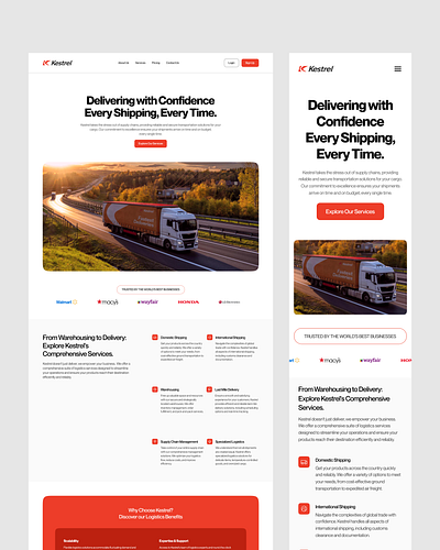 Logistics Landing Page ui design website design