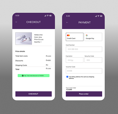 Credit Card Checkout Page Design ui ux