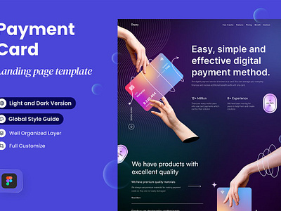 Dopay - Payment Card Landing Page banking card design kit figma finance landing page landing page template payment card payment card landing page payment landing page product landing saas landing sketch software startup landing page theme ui kit web design mockup website design website template
