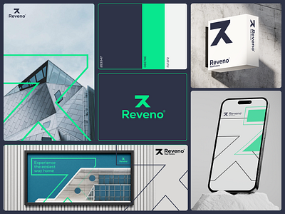 Real Estate Logo for "Reveno" bento bento grid brand brand identity branding design identity illustration logo logo type real estate real estate logo