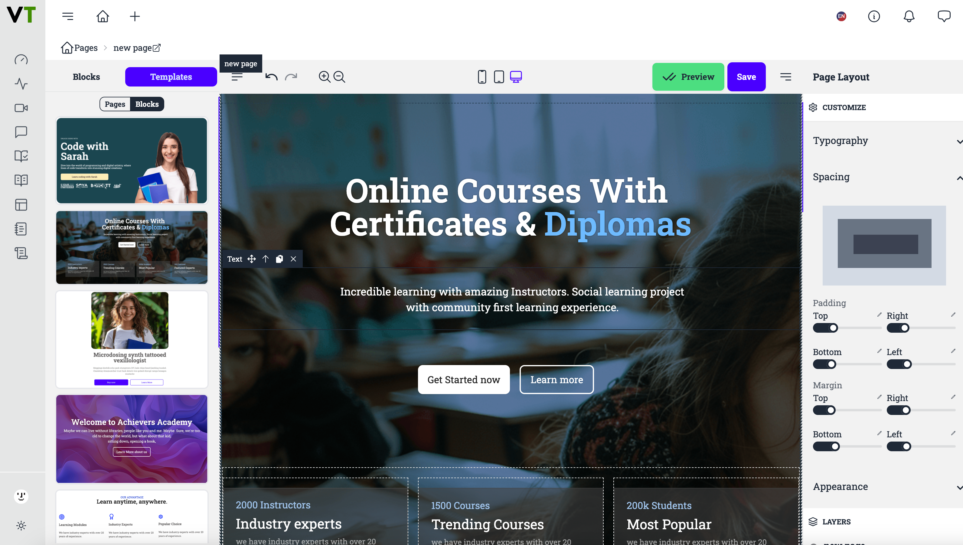 PageBuilder for SAAS pagebuilder saas wplms