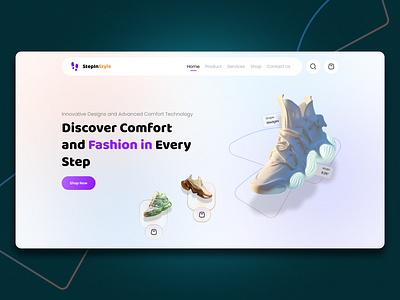 Step in your Style Shoes Landing Page dribbble ecommerce explore latest ui design shoes ui uiux designer