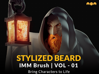 30 Stylized Beard 3D Asset (IMM Brush)- VOL01 3d 3d asset animation blender character design imm brush sculpting stylized beard zbrush